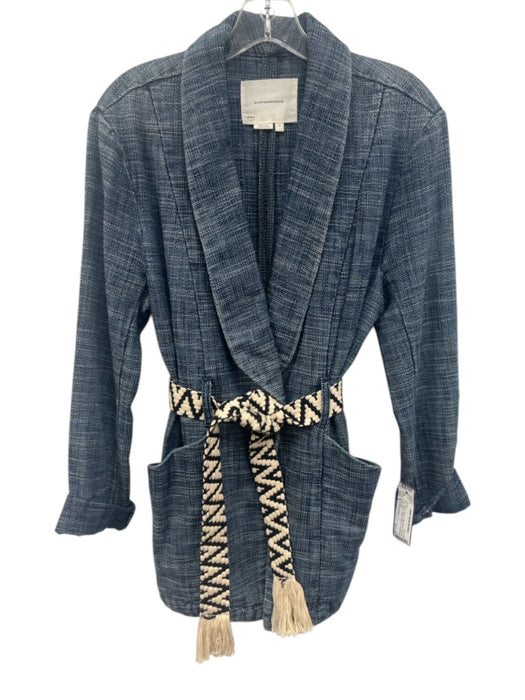 By Anthropologie Size S Blue, Black, White Cotton Blend Woven Long Sleeve Jacket Blue, Black, White / S