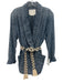 By Anthropologie Size S Blue, Black, White Cotton Blend Woven Long Sleeve Jacket Blue, Black, White / S