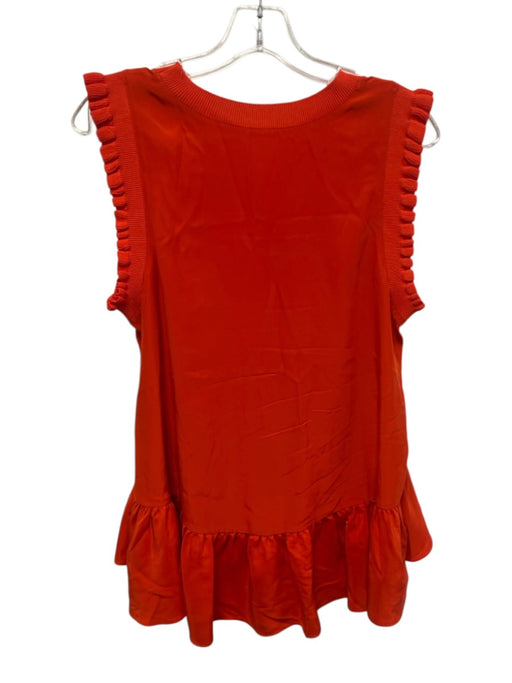 Cinq a Sept Size M Orange Silk Ruffle Cap Sleeve High Low Top Orange / M