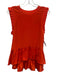 Cinq a Sept Size M Orange Silk Ruffle Cap Sleeve High Low Top Orange / M