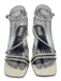 Reiss Shoe Size 37 White, Tan, Black Leather & Straw Wedge Square Toe Sandals White, Tan, Black / 37