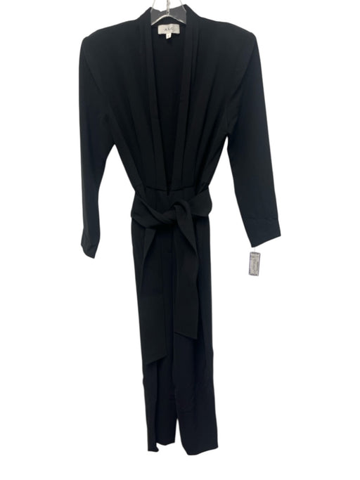 A.L.C. Size 4 Black Polyester Shoulder Pad Pleats Pockets Open Front Jumper Black / 4