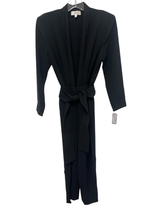 A.L.C. Size 4 Black Polyester Shoulder Pad Pleats Pockets Open Front Jumper Black / 4