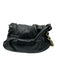 Halston Heritage Black & Gold Leather Studs Magnetic Flap Shoulder Strap Bag Black & Gold / M