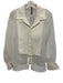 Anthropologie Size S White Polyester Long Sleeve Button Up pleats Sheer Top White / S