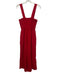 Quince Size S Red Cotton Smocked Bodice Seersucker Sleeveless Wide Leg Jumper Red / S