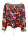 Farm Rio Size M White, Red, Blue Cotton Long Sleeve Buttons All Over Print Top White, Red, Blue / M