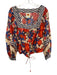 Farm Rio Size M White, Red, Blue Cotton Long Sleeve Buttons All Over Print Top White, Red, Blue / M