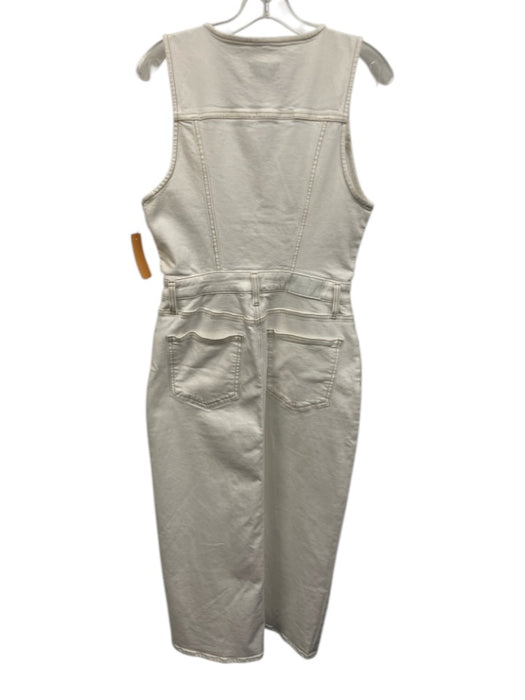 Pistola Size M White Cotton Blend Zip & Button Midi Denim Sleeveless Dress White / M
