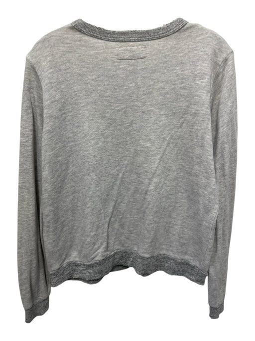 The Great Size 1 Gray Cotton Blend Ruffle Detail Trim Detail Sweatshirt Sweater Gray / 1