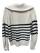 COS Size S Cream & Navy Wool & Cotton Rib Knit 1/4 Zip Horizontal Stripe Sweater Cream & Navy / S