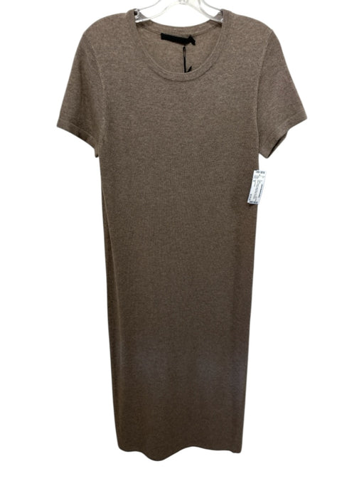 Jenni Kayne Size M Brown Wool Blend Knit Short Sleeve Round Neck Maxi Dress Brown / M