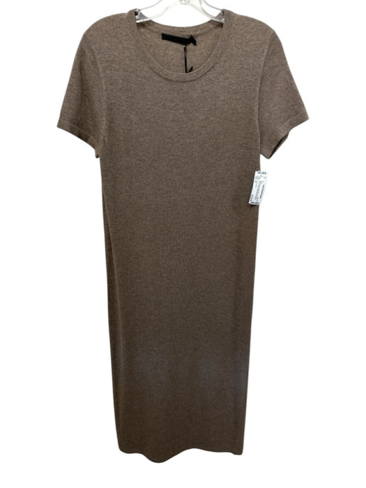 Jenni Kayne Size M Brown Wool Blend Knit Short Sleeve Round Neck Maxi Dress Brown / M