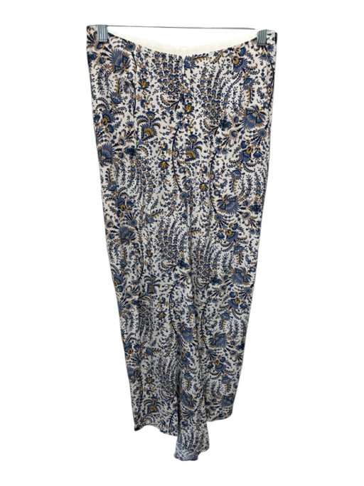 Veronica Beard Size 4 Cream, Blue & Yellow Silk Blend Back Zip Floral Skirt Cream, Blue & Yellow / 4