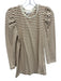 Pomander Place Size Medium Brown & Cream Cotton Blend Long puff sleeve Top Brown & Cream / Medium