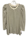 Pomander Place Size Medium Green & Cream Cotton Blend Long puff sleeve Top Green & Cream / Medium