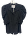 Frame Size XS Black Silk Short Puff Sleeve Button Front Collar Top Black / XS