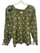 India Collection Emerson Fry Size Small Green, Cream, Black Cotton Cheetahs Top Green, Cream, Black / Small