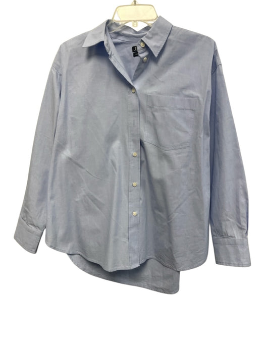 J Crew Size XS Blue Cotton Long Sleeve Button Front Collar Patch Pocket Top Blue / XS