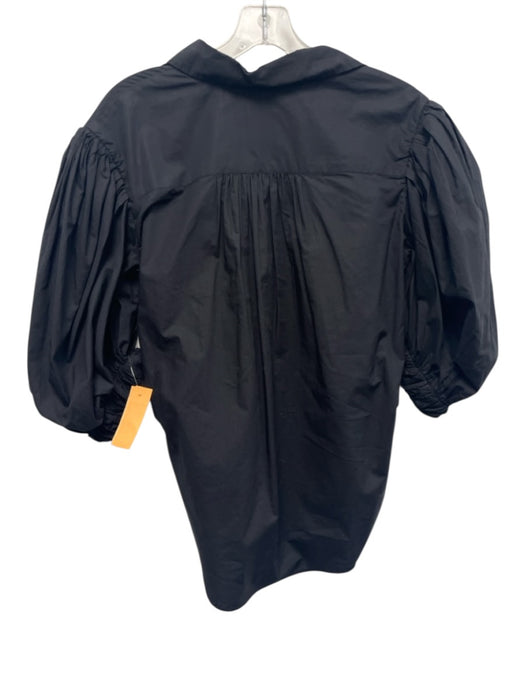 Citizens of Humanity Size XS Black Cotton Half Puff Sleeve Button Front Top Black / XS
