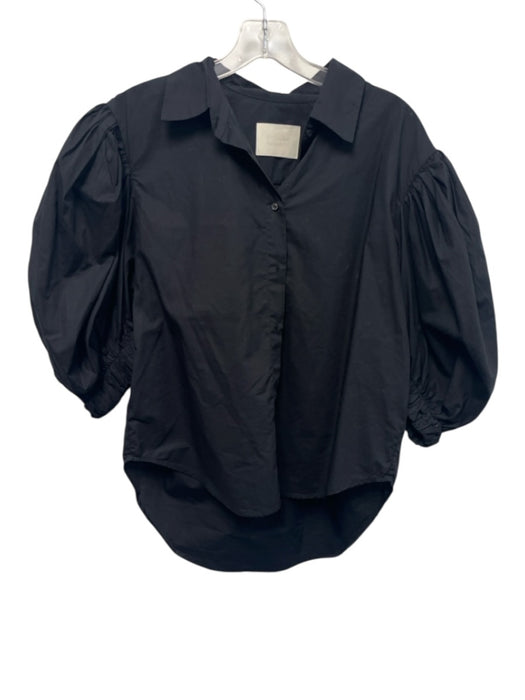 Citizens of Humanity Size XS Black Cotton Half Puff Sleeve Button Front Top Black / XS