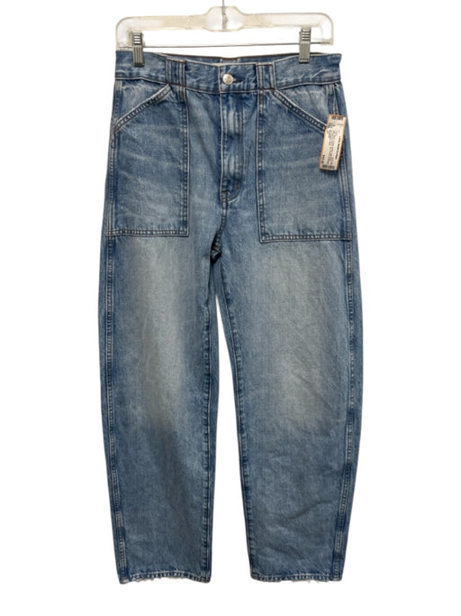 Madewell Size 27 Light Wash Cotton Denim High Rise Whiskering Barrel Leg Jeans Light Wash / 27
