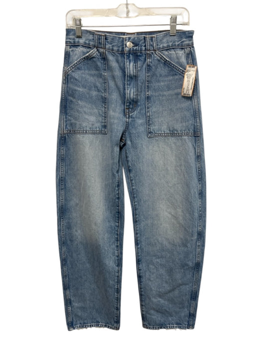 Madewell Size 27 Light Wash Cotton Denim High Rise Whiskering Barrel Leg Jeans Light Wash / 27