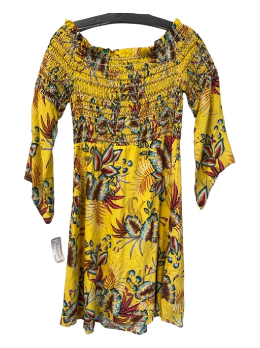 Farm Size Small Yellow & Multi Cotton Blend Floral Long Sleeve Dress Yellow & Multi / Small