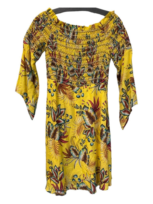 Farm Size Small Yellow & Multi Cotton Blend Floral Long Sleeve Dress Yellow & Multi / Small