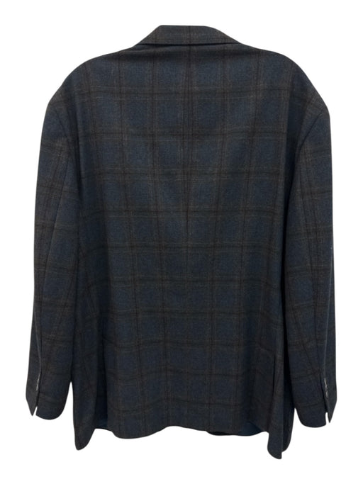 Miller Brothers Blue & Brown Wool Plaid 2 Button Men's Blazer Blue & Brown / 46R