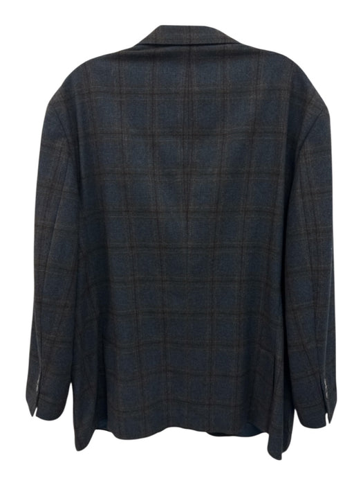 Miller Brothers Blue & Brown Wool Plaid 2 Button Men's Blazer Blue & Brown / 46R