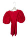 English Factory Size S Red Cotton Short Balloon Sleeve V Neck Belted Dress Red / S