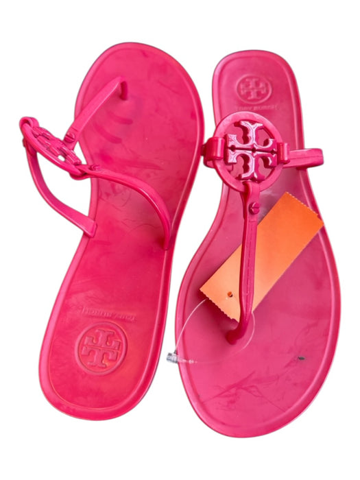 Tory Burch Shoe Size 8 Magenta Rubber Thong Logo Sandals Magenta / 8