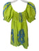 NEMA Resort Wear Size S Green & Blue Cotton Blend Short Balloon Sleeve Dress Green & Blue / S