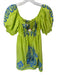 NEMA Resort Wear Size S Green & Blue Cotton Blend Short Balloon Sleeve Dress Green & Blue / S