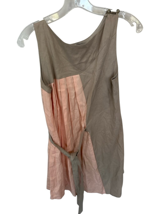 Shug! Size XS Taupe & Peach Linen Blend Sleeveless Color Block Side tie Dress Taupe & Peach / XS