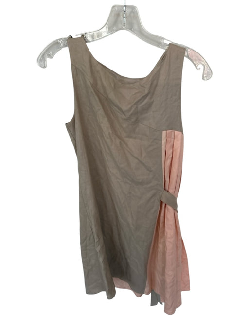 Shug! Size XS Taupe & Peach Linen Blend Sleeveless Color Block Side tie Dress Taupe & Peach / XS
