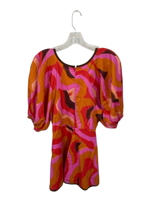 LaRoque Size XS Orange & Pink Cotton 3/4 Sleeve Swirls Back Zip Dress Orange & Pink / XS