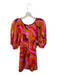 LaRoque Size XS Orange & Pink Cotton 3/4 Sleeve Swirls Back Zip Dress Orange & Pink / XS