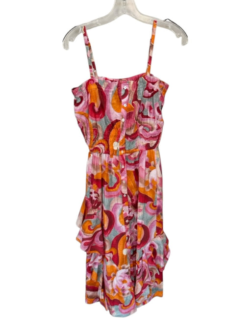 Chufy Size S Orange & Red Cotton Spaghetti Strap Abstract Smocked Waist Dress Orange & Red / S