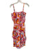Chufy Size S Orange & Red Cotton Spaghetti Strap Abstract Smocked Waist Dress Orange & Red / S