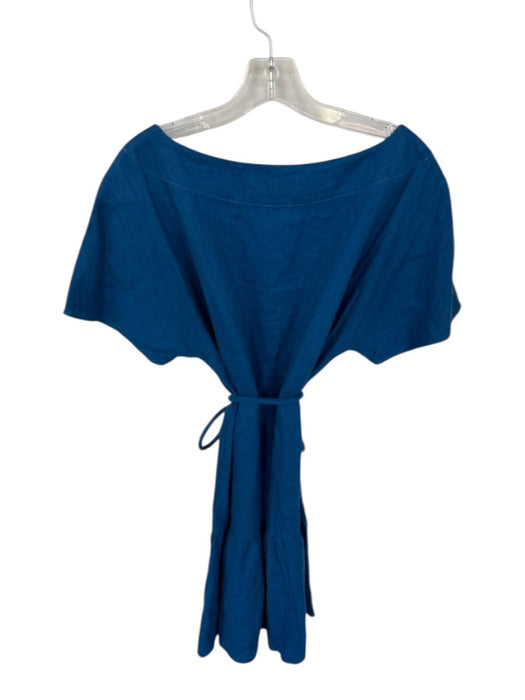 Out of Office by Trina Turk Size Est S Blue Linen Short Sleeve Boat Neck Dress Blue / Est S