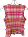 Trina Turk Size 0 Pink & Yellow Cotton & Linen Sleeveless Plaid Fringe Top Pink & Yellow / 0