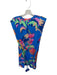 Farm Rio Size XXS Blue & Multi Cotton Shoulder Pads Tropical Rope belt Dress Blue & Multi / XXS