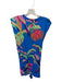 Farm Rio Size XXS Blue & Multi Cotton Shoulder Pads Tropical Rope belt Dress Blue & Multi / XXS