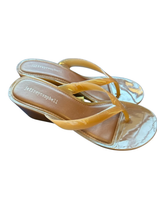 Jeffrey Campbell Shoe Size 8 Brown Rubber Wedge Thong Sandals Brown / 8