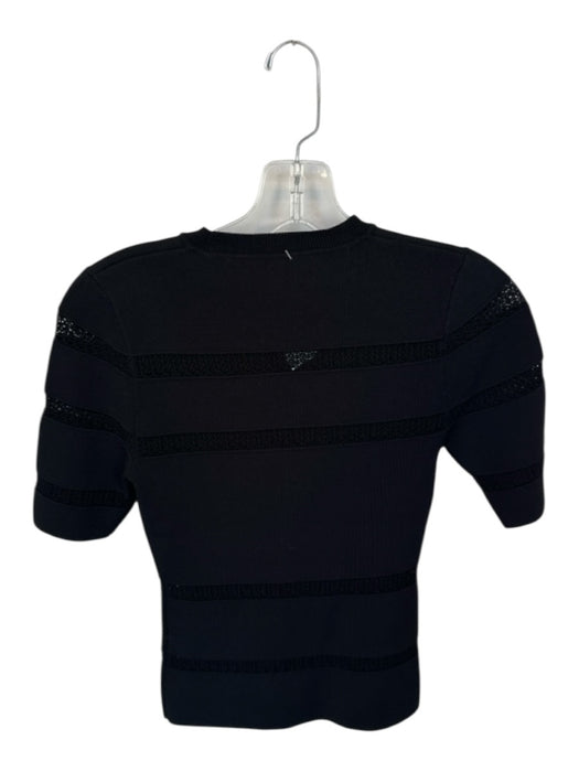 Sea New York Size S Black Viscose Short Sleeve Lace Detail Top Black / S