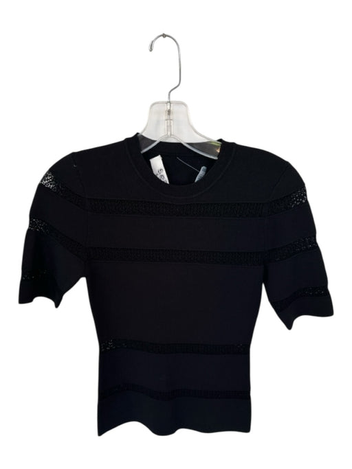 Sea New York Size S Black Viscose Short Sleeve Lace Detail Top Black / S