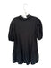 LaRoque Size XS Black Cotton Short Balloon Sleeve Lace Trim V Neck Dress Black / XS