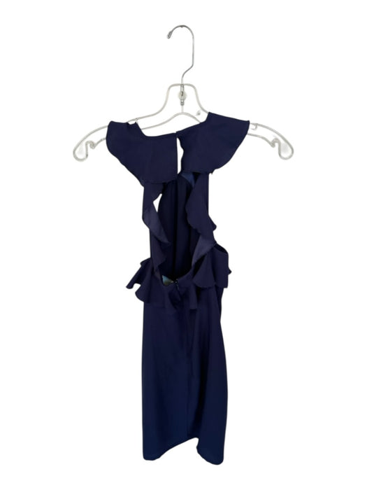 CeCe Size 2 Navy Polyester Halter Neck Back Zip Ruffles Dress Navy / 2